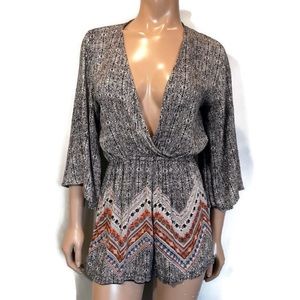 Angie Boho Long Sleeve Romper Size Small